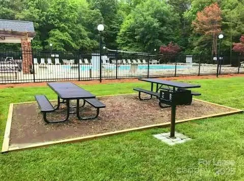 a view of a park with slide