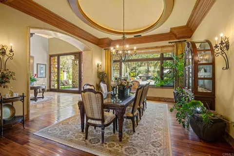 a patio with table and chairs