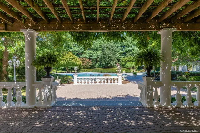 a view of a bench in a yard