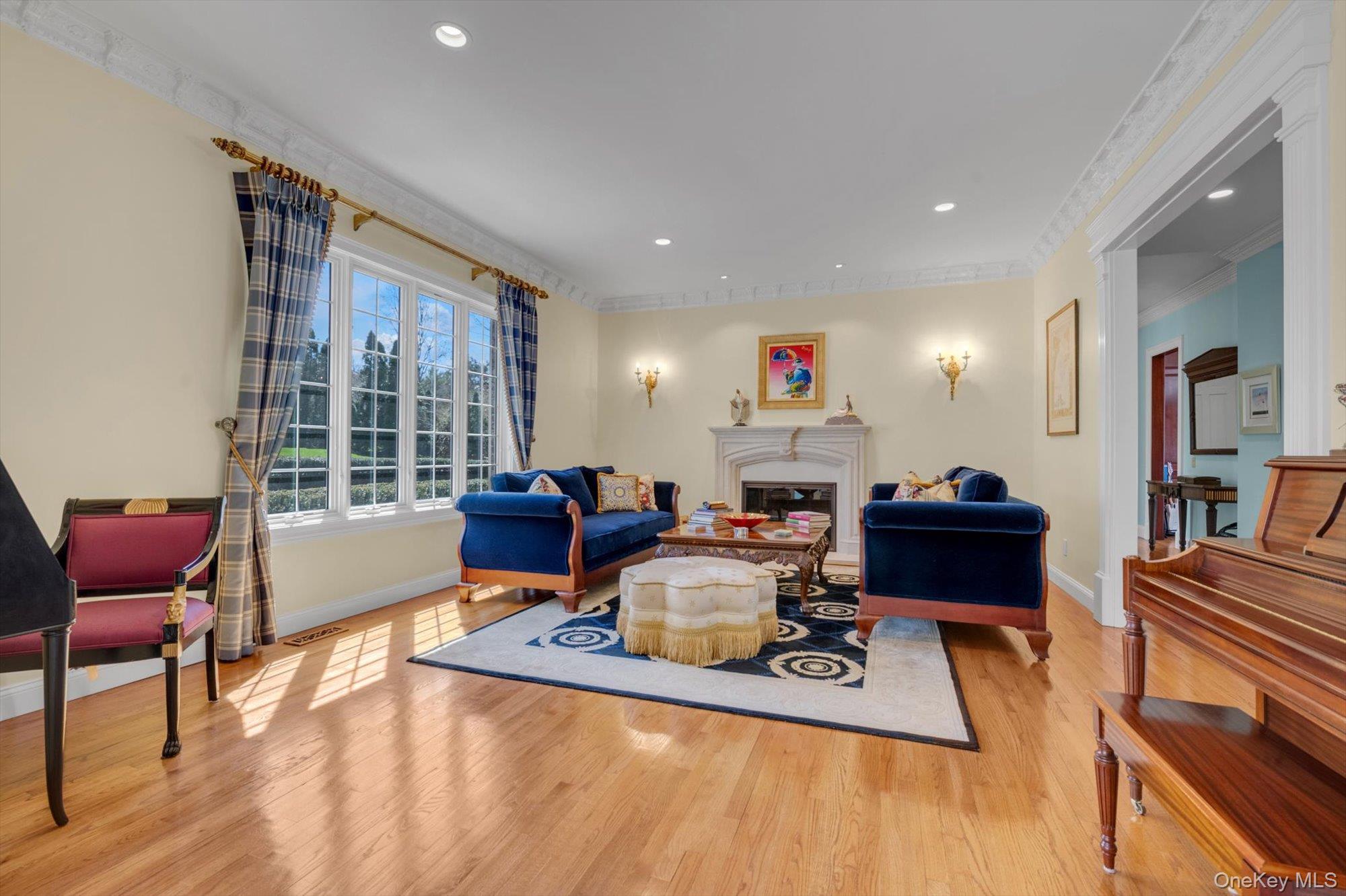 12 Overlook Court Locust Valley, NY 11560 - Photo 9 of 49 a living room with furniture a rug and a flat screen tv