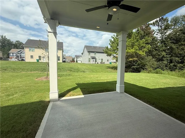 a view of a porch with a yard