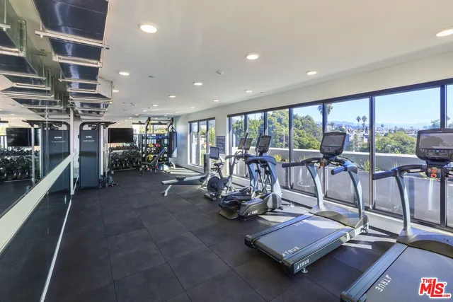 a view of a room with gym equipment