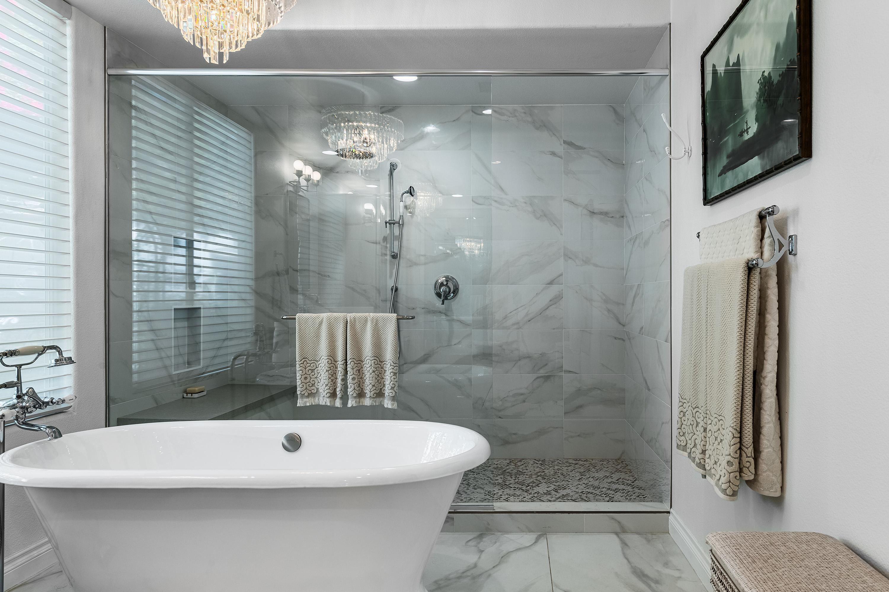3 Trafalgar Rancho Mirage, CA 92270 - Photo 31 of 42 a bathroom with a shower and a sink