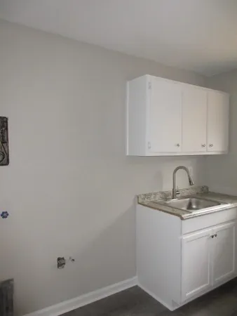 a room with cabinets