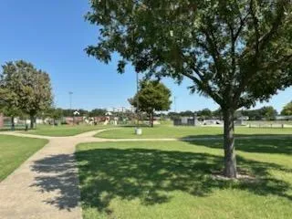 a park view with a bench