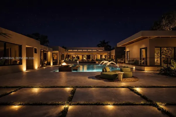 a view of a living room with swimming pool