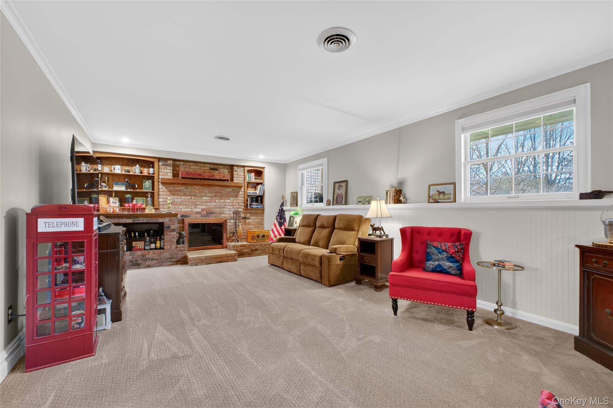 58 Dutchess Hill Road Poughkeepsie, NY 12601 - Photo 27 of 50 Family room with brick fireplace and built ins
