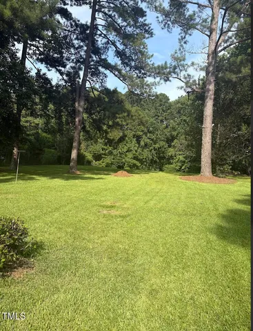 a view of outdoor space with a garden and trees