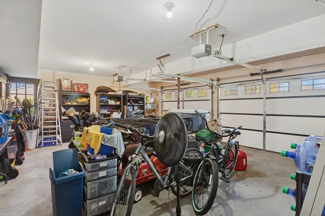 a view of a storage area with racks