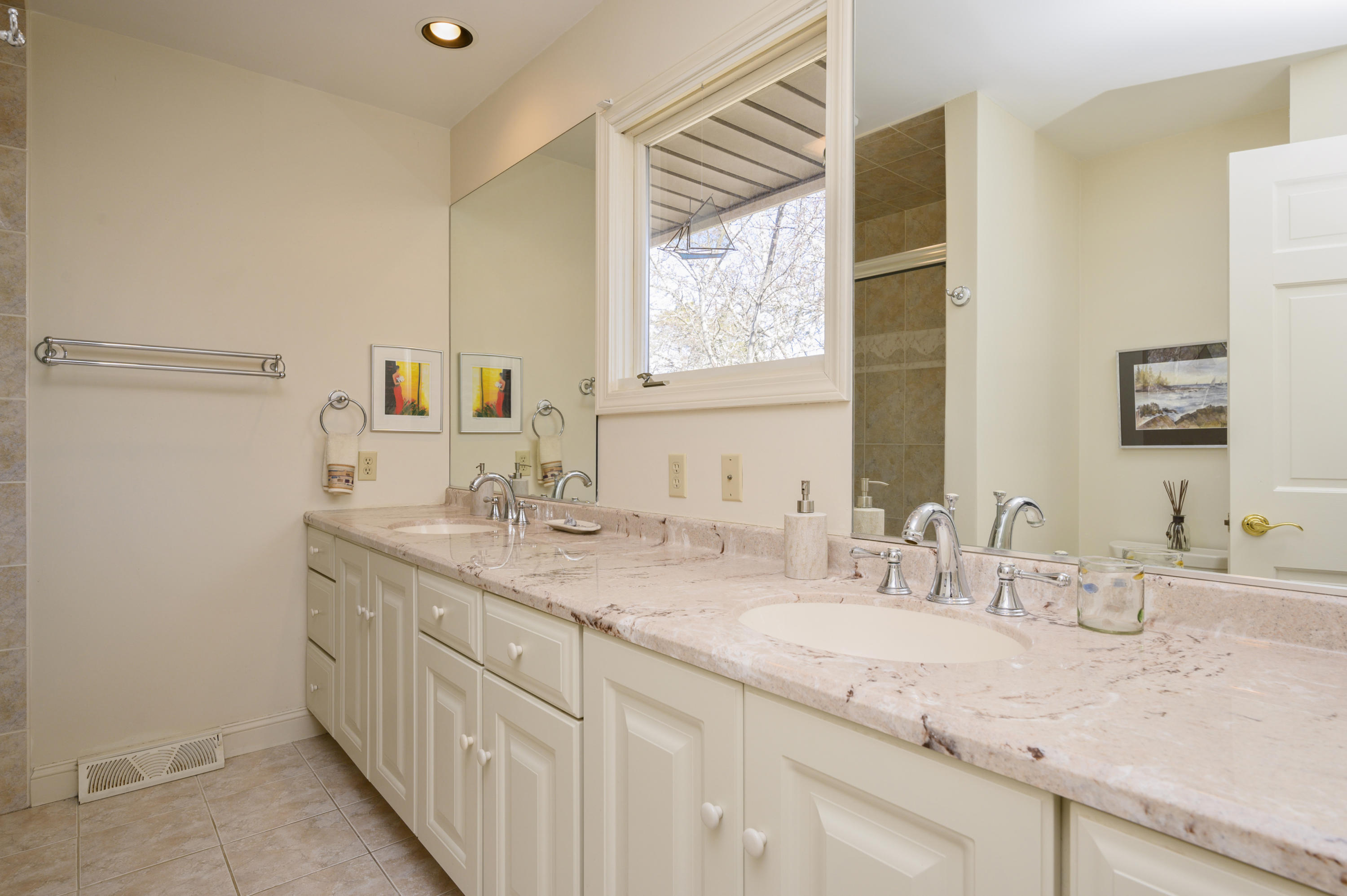 2 Dogwood Road, Unit H Buzzards Bay, MA 02532 - Photo 30 of 41 a bathroom with a granite countertop sink and a mirror