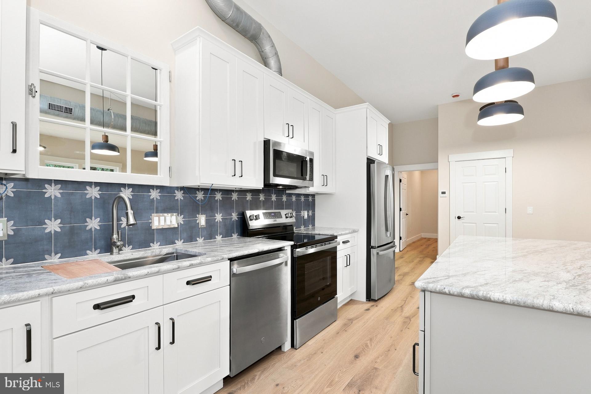 Modern kitchen with stylish accents.