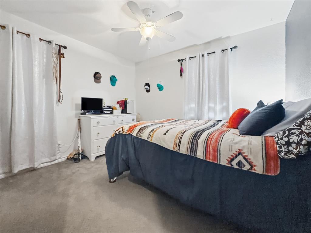 206 Navajo Trail Hamilton, TX 76531 - Photo 22 of 39 Bedroom featuring carpet flooring and a ceiling fan