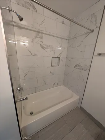 a bathroom with a bathtub