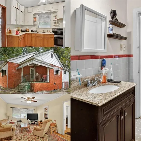 a kitchen with stainless steel appliances granite countertop a sink and a refrigerator