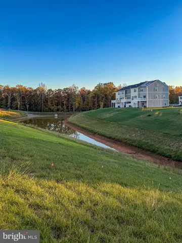 a view of a grassy field with an trees
