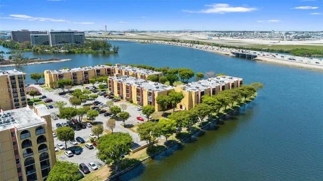 a view of a city and a lake