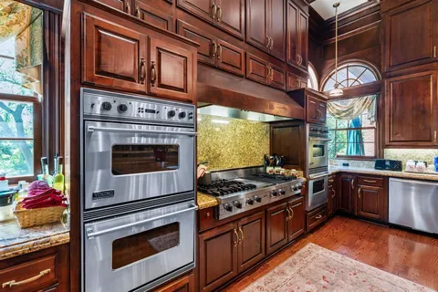 a kitchen with lots of counter top space