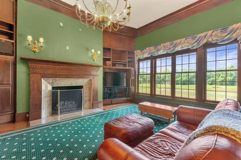 a living room with lots of furniture