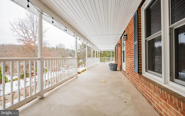 a view of a building from a balcony