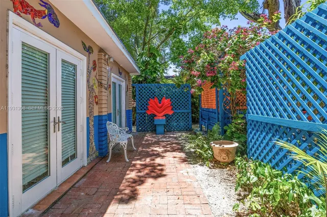 a view of a outdoor space with a patio