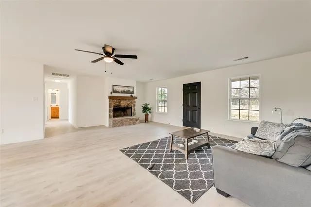 a living room with furniture