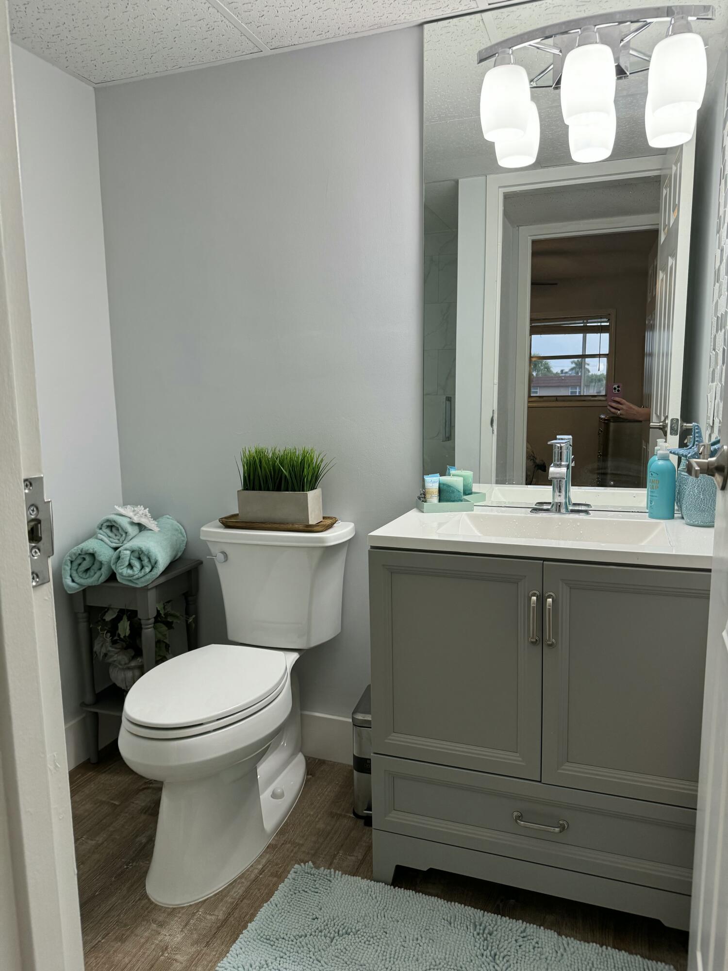 177 Brittany Terrace Delray Beach, FL 33446 - Photo 17 of 24 a bathroom with a toilet sink and mirror