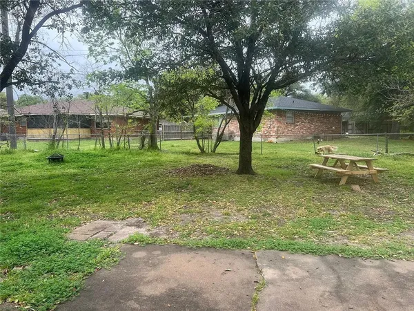 a view of a garden with trees