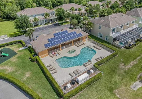 an aerial view of a house