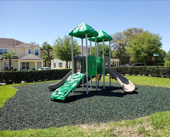 a view of a park with slide