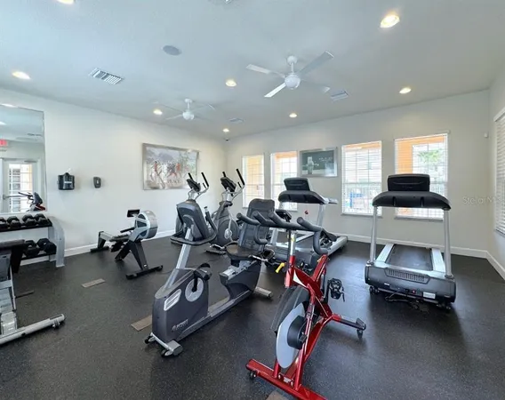 a view of a room with gym equipment