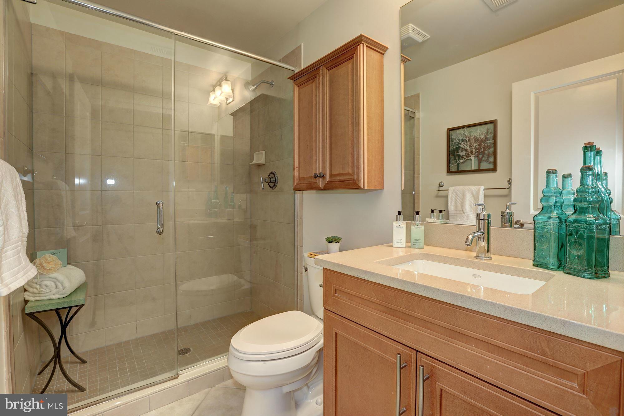 1407 W Street Northwest, Unit 202 Washington, DC 20009 - Photo 25 of 30 a bathroom with a sink a toilet and shower