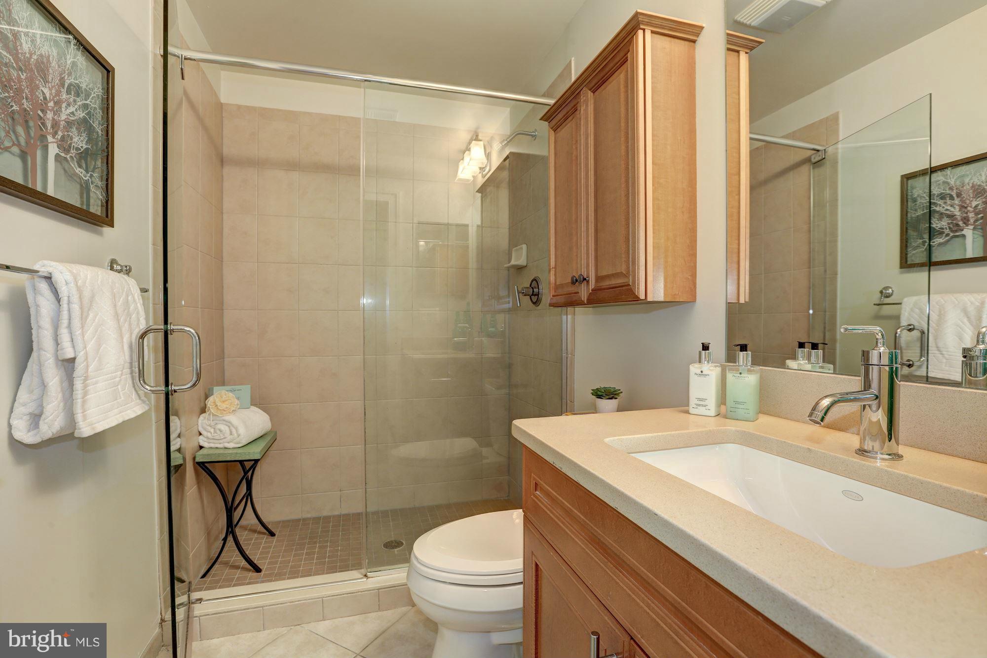 1407 W Street Northwest, Unit 202 Washington, DC 20009 - Photo 27 of 30 a bathroom with a sink a toilet and shower