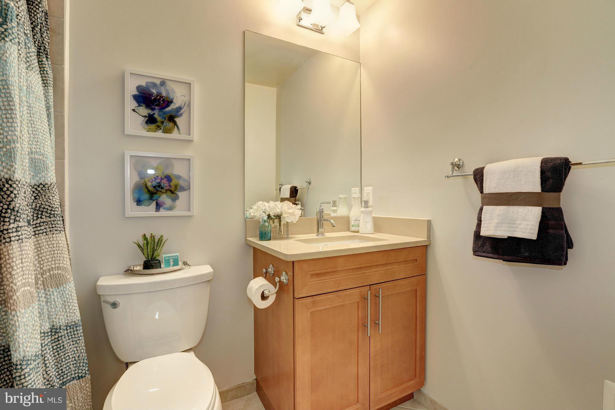 1407 W Street Northwest, Unit 202 Washington, DC 20009 - Photo 28 of 30 a bathroom with a toilet a sink and a mirror