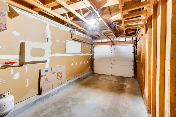a view of a garage with window