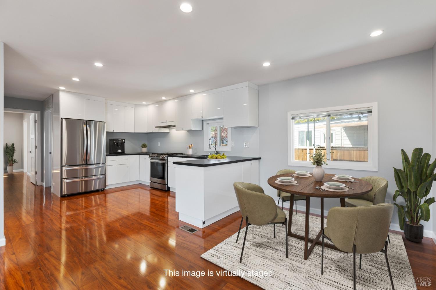 363 Glacier Way San Rafael, CA 94903 - Photo 10 of 32 Kitchen and dining room Virtually Staged