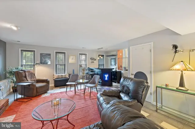 a living room with furniture