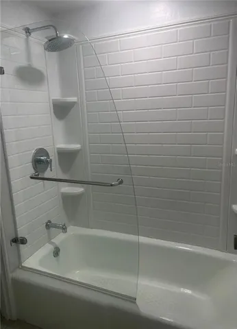 a bathroom with a bathtub
