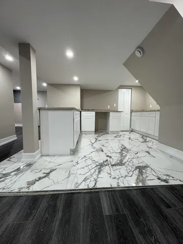 a view of a kitchen counter and a sink