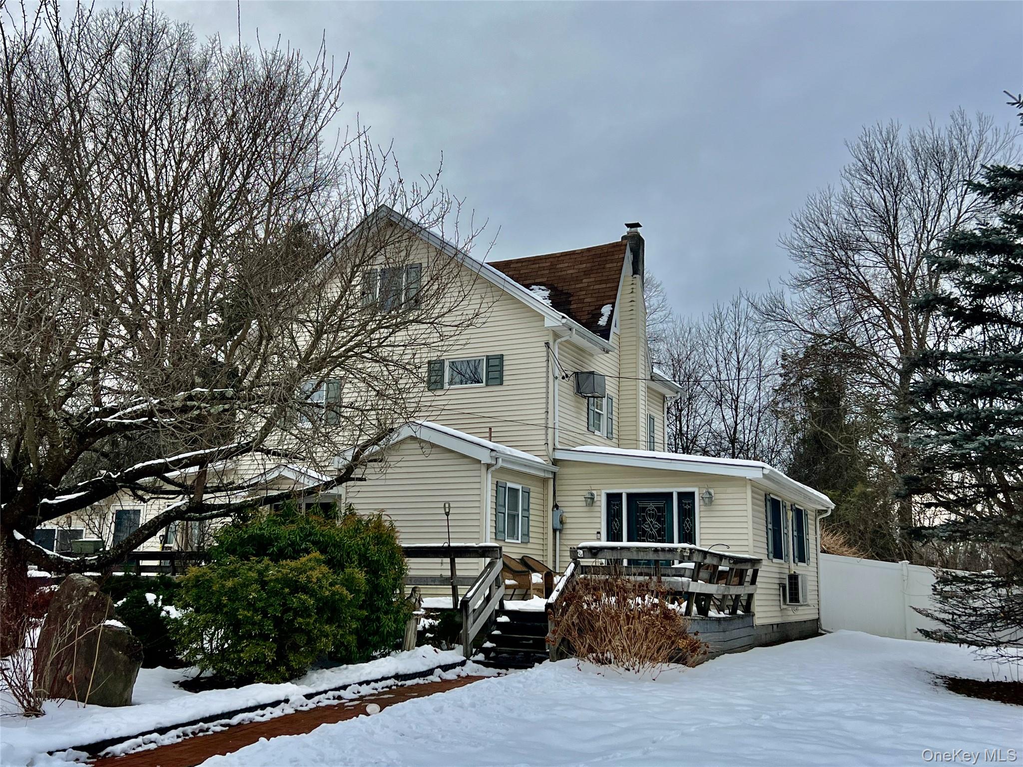 1896 Rte 44 55 Modena, NY 12548 - Photo 2 of 48 Snow covered property with a chimney and a wooden deck