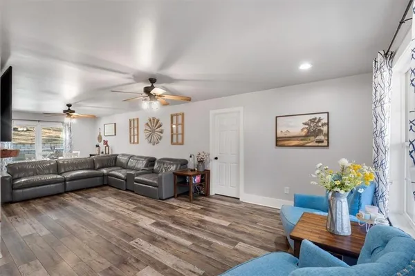 a living room with furniture