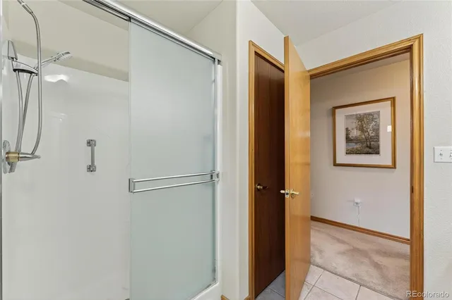 a view of a hallway with closet