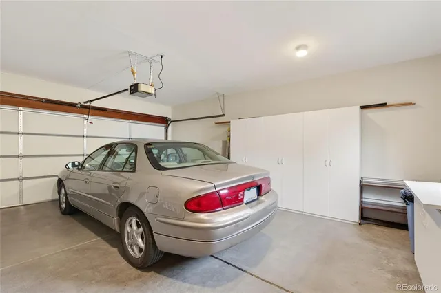 a car parked in a garage
