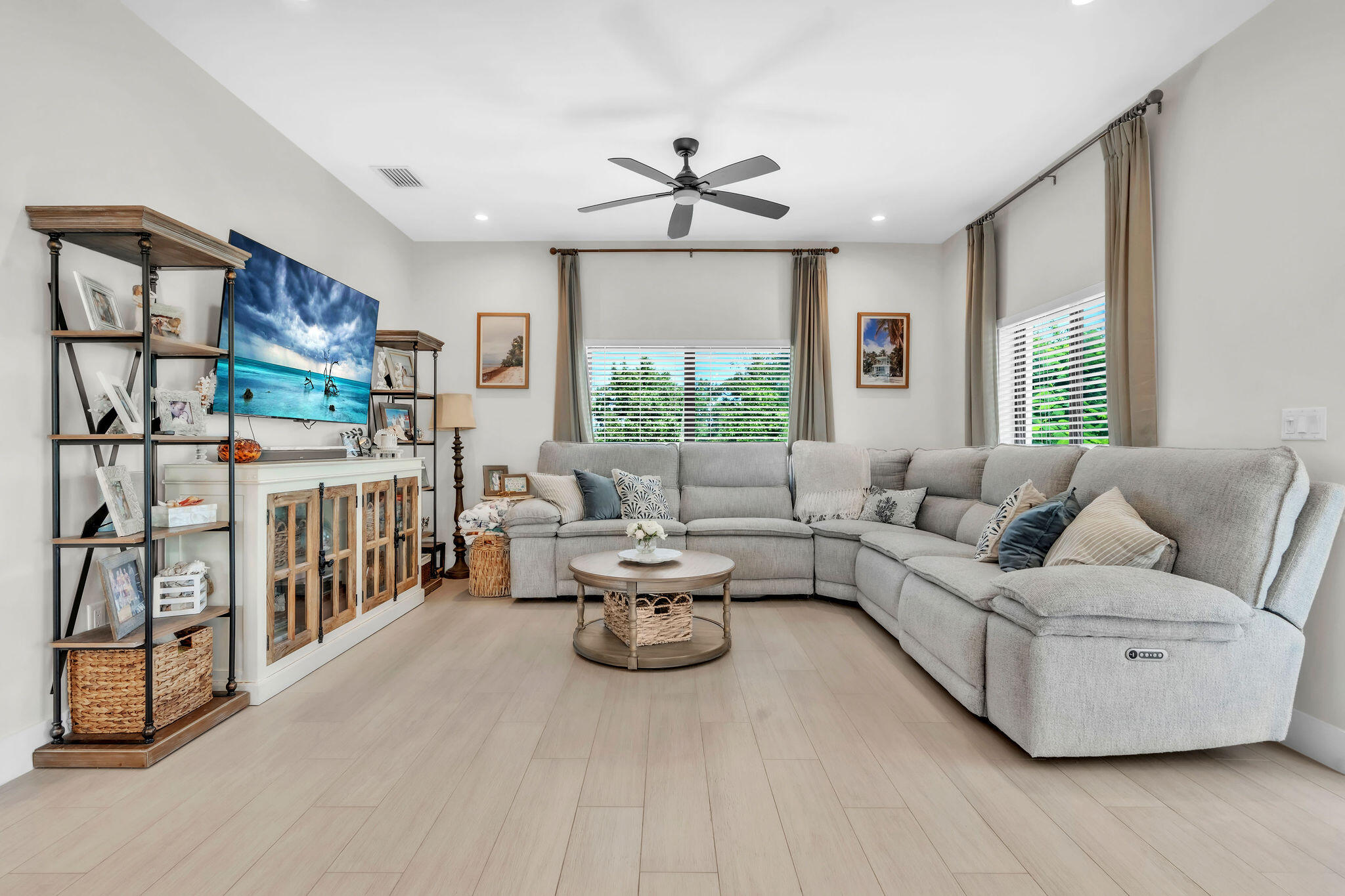 247 Hispanola Road Tavernier, FL 33070 - Photo 15 of 39 a living room with furniture a large window and a chandelier