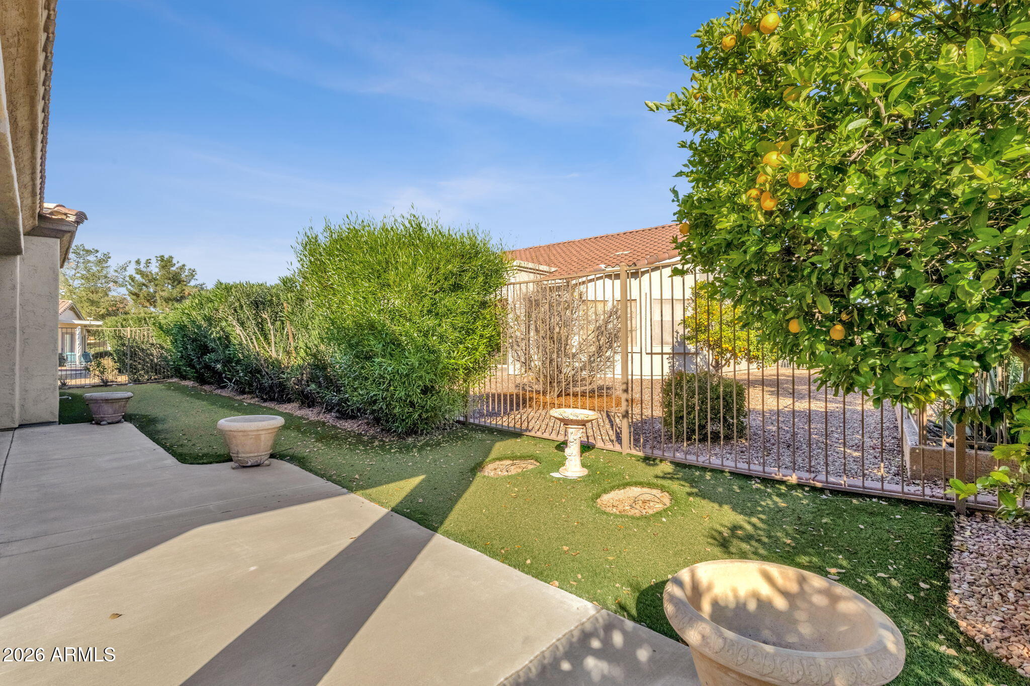 4734 East Indigo Street Gilbert, AZ 85298 - Photo 31 of 32 a view of a backyard with couches plants and large trees