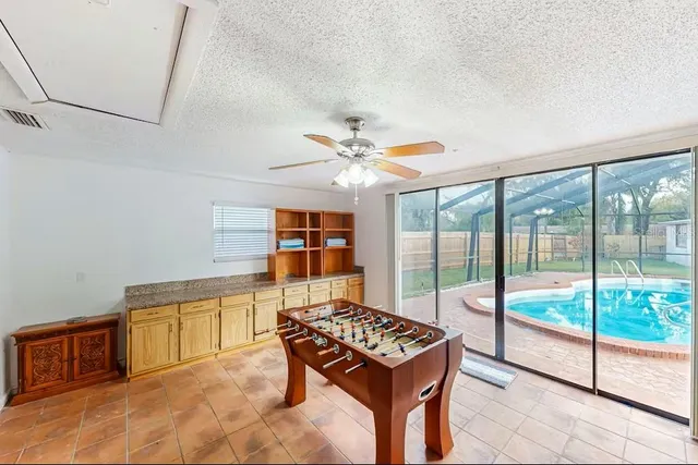 a living room with a large window