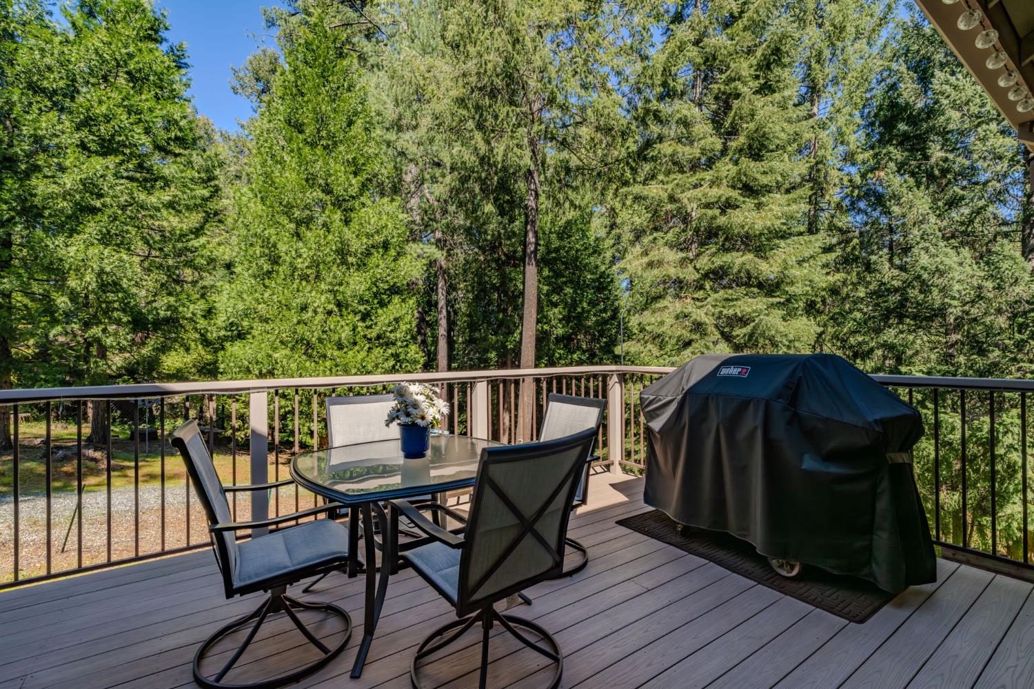16111 Pioneer Creek Road Pioneer, CA 95666 - Photo 25 of 59 a balcony with wooden floor table and chairs