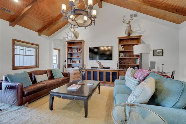 a living room with furniture