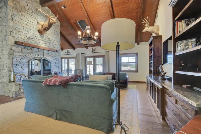 a bathroom with a shower and toilet