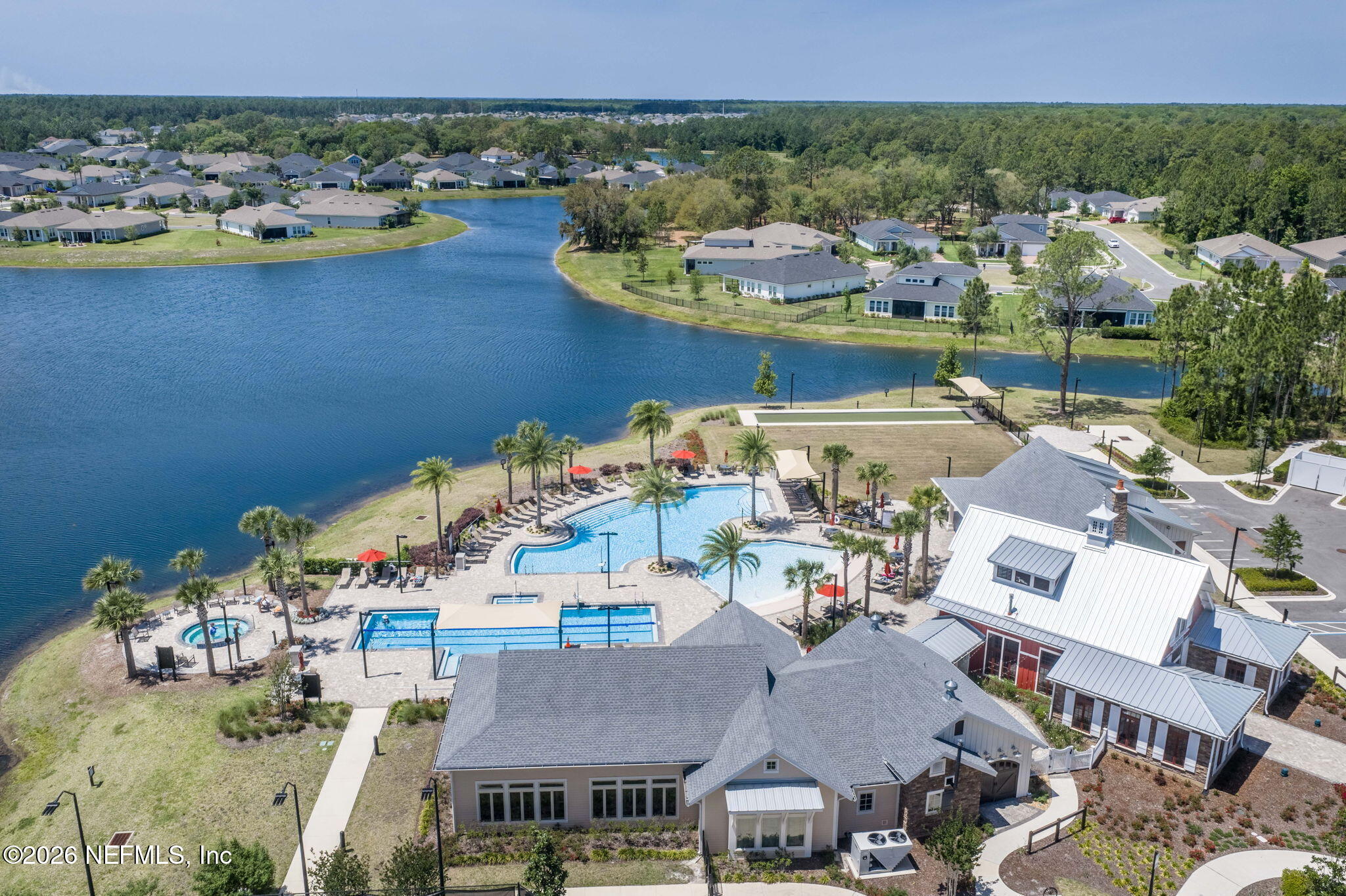 813 Rustic Mill Dr Street St. Augustine, FL 32092 - Photo 37 of 57 an aerial view of a house with a swimming pool yard and outdoor seating