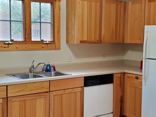 a kitchen with a sink and a window